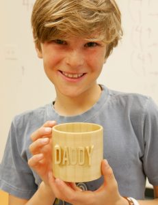 Philip Foreman with his cup turned pencil holder