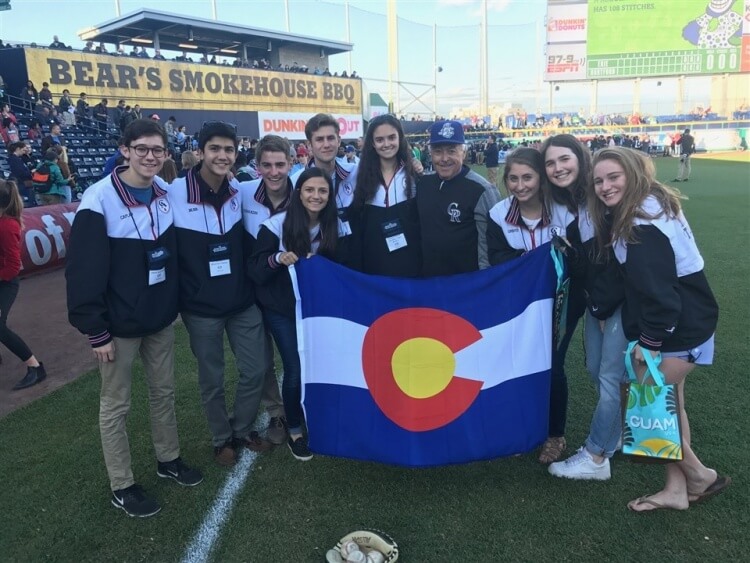 CA students with Jerry Weinstein, GM of the Hartford Yard Goats, the AA farm team for the Colorado Rockies.