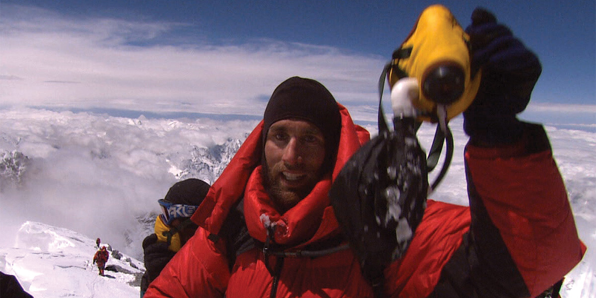 Erik Weihenmayer at the summit of Mt. Everest