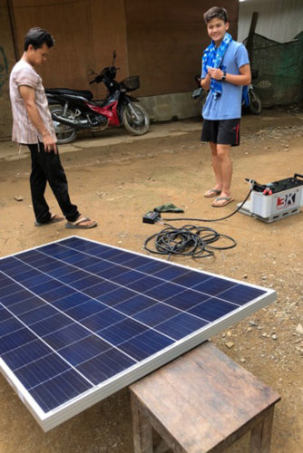 Liu used his courses in engineering to help install solar panels on schools at the refugee camp.