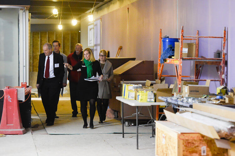 Advancement Officer Gravely Wilson treated small groups of guests to a tour of Phase II of the 66,000-square-foot Athletic Center