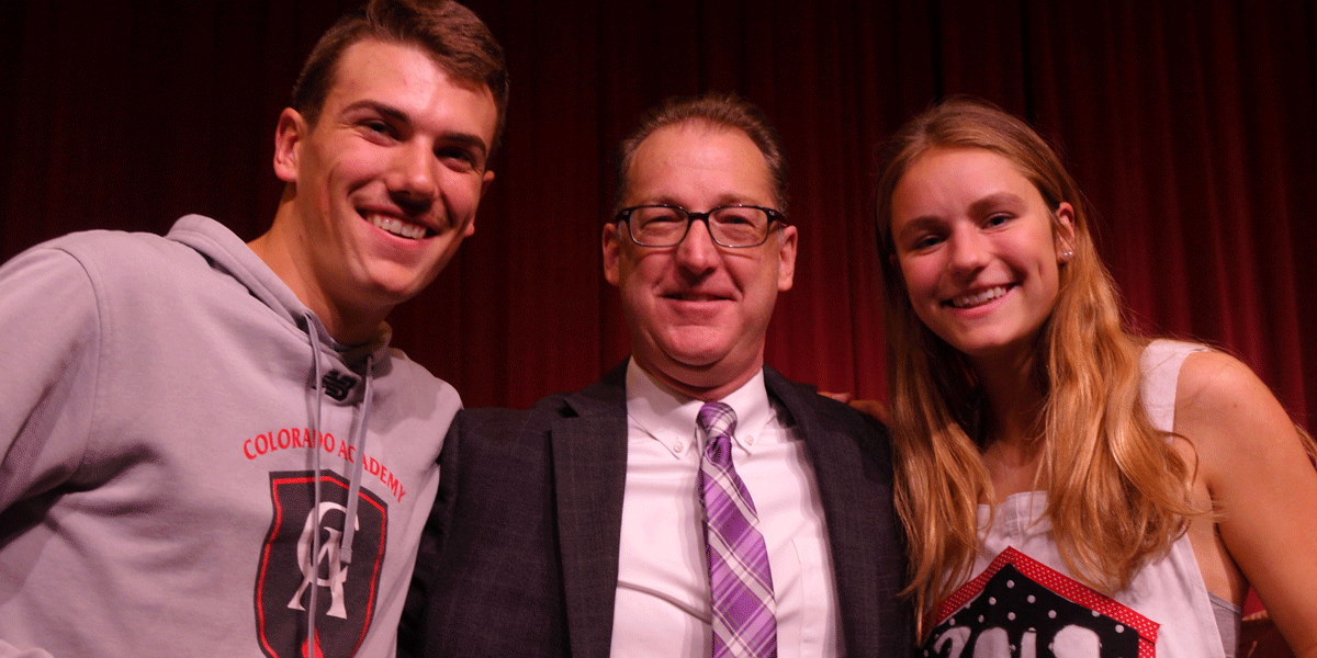 Upper School Principal Dr. Jon Vogels presented the Chris Babbs Leadership Award to Mac Behrhorst and Aly Gallagher