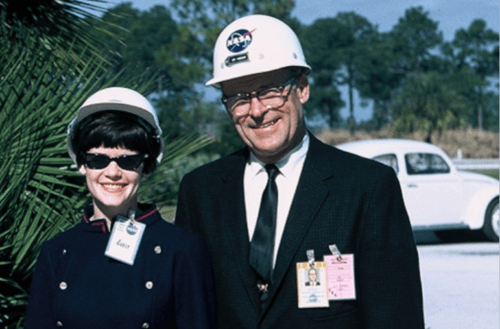 Dr. Mike Davis's mother and grandfather, Deputy Director of Cape Canaveral Albert F. Seipert.