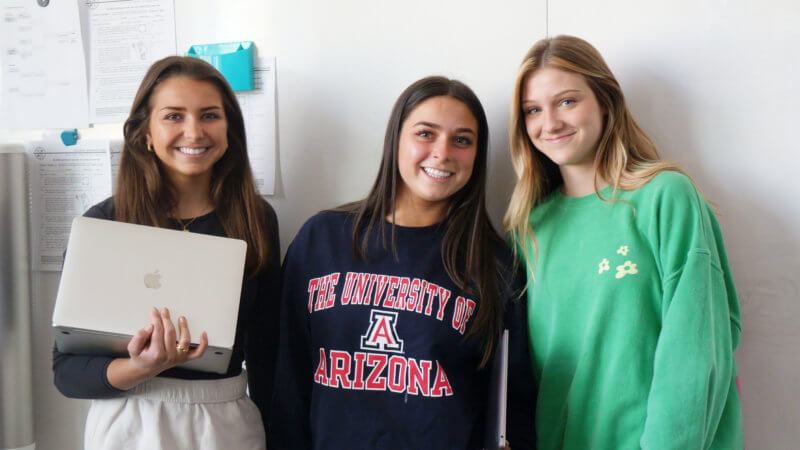 CA Juniors Arantza Pereira, Lila Paton, and Olivia Marx lead the PlatFORUM session, Political Suppression within the American Educational System.