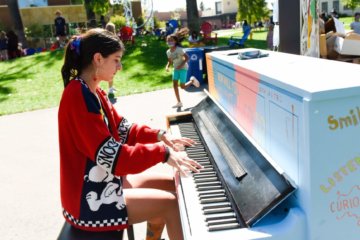 Students played and decorated the piano as part of CA's 2021 The Big Draw art celebration.