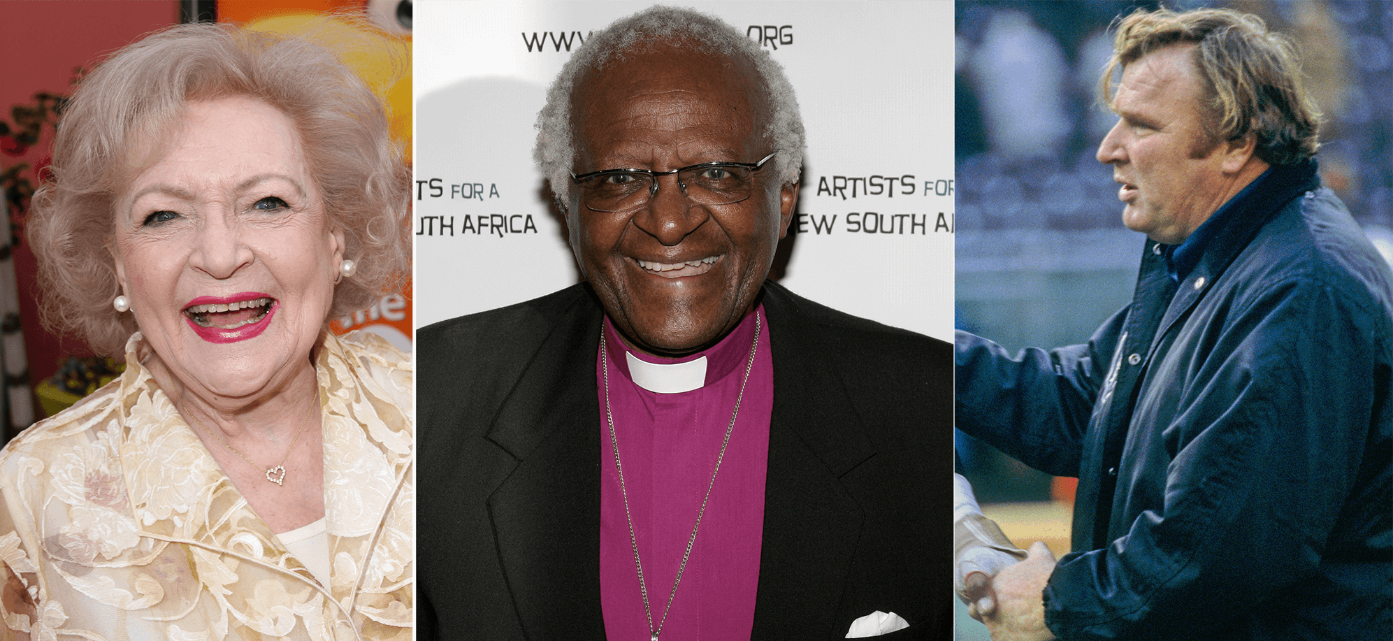 Betty White, Desmond Tutu, and John Madden